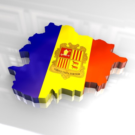 3d made flag map of andorraの写真素材