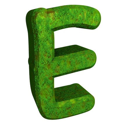 3d letter E in green grassの写真素材