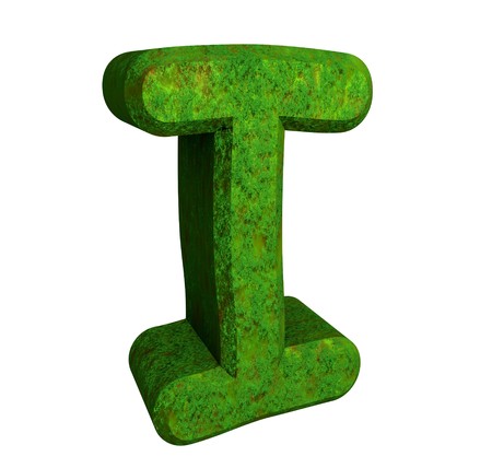 3d letter I in green grassの写真素材