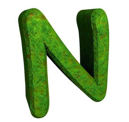 3d letter N in green grassの写真素材