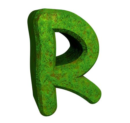 3d letter R in green grassの写真素材