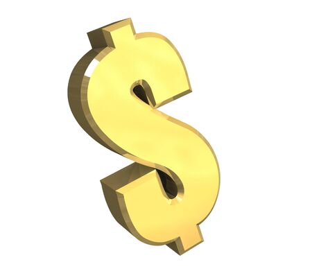 isolated dollar symbol in gold - 3D madeの写真素材