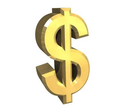 isolated dollar symbol in gold - 3D madeの写真素材