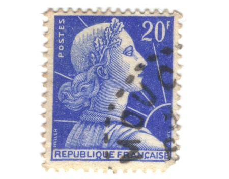 Old blue french stampの写真素材