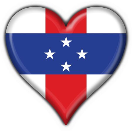 Netherlands Antilles button flag heart shapeの写真素材