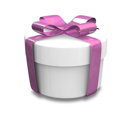 white gift with purple wrap (3D)の写真素材