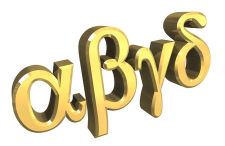 Alpha Beta Gamma symbol in gold (3d)の写真素材