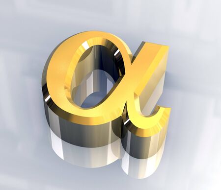 Alpha symbol in gold (3d)の写真素材