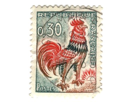 Old french stamp with Chickenの写真素材