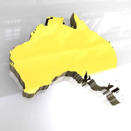 golden map of australia - 3d made の写真素材