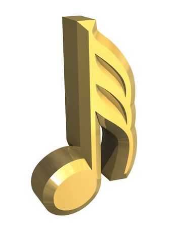 1/32 symbol note in gold - 3dの写真素材