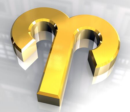 Aries astrology symbol in gold - 3d madeの写真素材