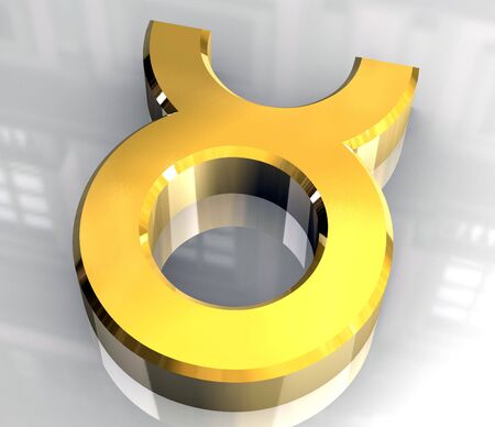Taurus astrology symbol in gold - 3d madeの写真素材
