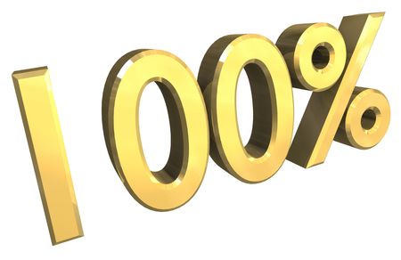 100 percent in gold - 3d madeの写真素材