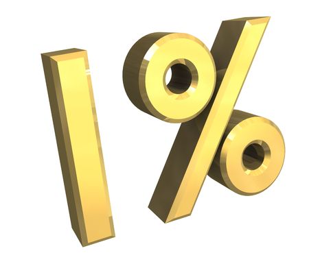1 percent in gold - 3d madeの写真素材