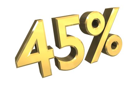 45 percent in gold - 3d madeの写真素材