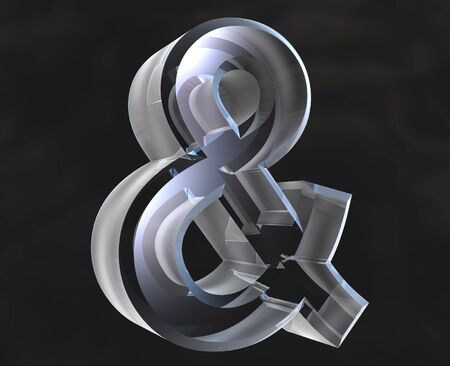and symbol in transparent glass - 3d made