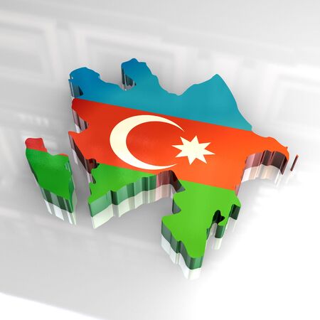 3d flag map of azerbaijanの写真素材