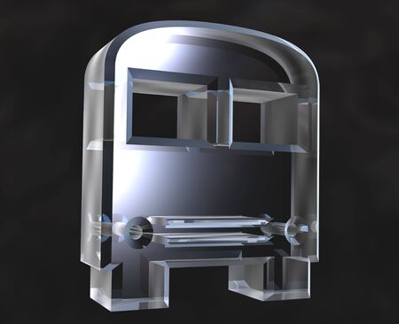 bus symbol in transparent glass - 3d made