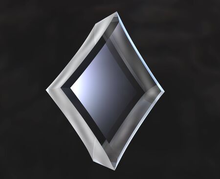 diamond symbol in transparent glass on black background - 3d madeの写真素材