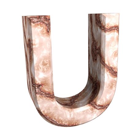 3d letter U in marbleの写真素材