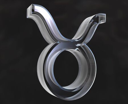 Taurus astrology symbol in transparent glass (3d)の写真素材