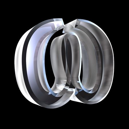 Omega symbol in glass (3d)