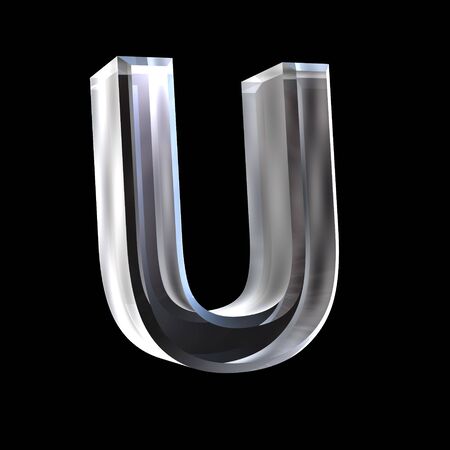 letter U in glass 3Dの写真素材