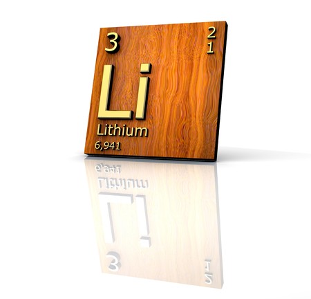 Lithium form Periodic Table of Elements - wood board の写真素材