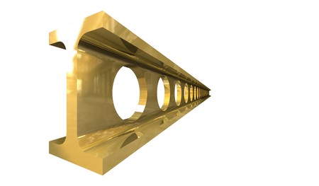 gold steel girder isolated on white background - 3d made