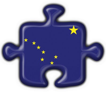 Alaska (USA State) button flag puzzle shape - 3d madeの写真素材