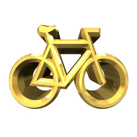bike symbol in gold (3d made) の写真素材