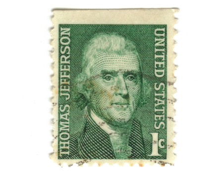 old postage stamp from USA 1 cent - Thomas Jeffersonの写真素材