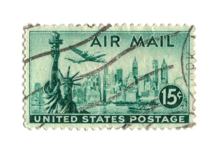 Old postage stamp from USA 15 cents - New Yorkの写真素材