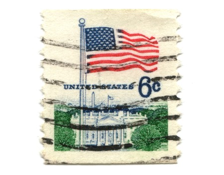 US postage stamp on white background 6c  -の写真素材