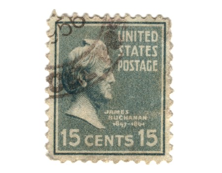 Old postage stamp from USA 15 cents - James Buchananの写真素材