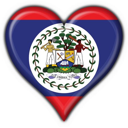 belize button flag heart shape  - 3d madeの写真素材