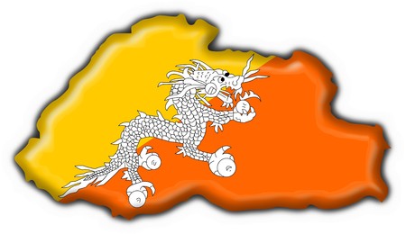 bhutan button flag map shape - 3d madeの写真素材