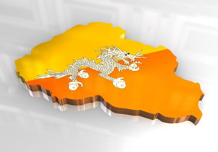 3d made - flag map of bhutan の写真素材
