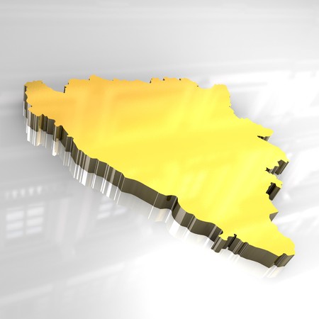 3d made - golden map of Bosnia の写真素材