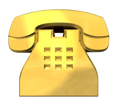 phone symbol in gold - 3D made の写真素材