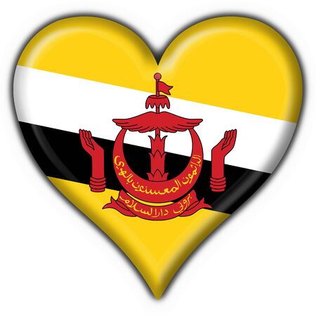 brunei button flag heart shape - 3d madeの写真素材