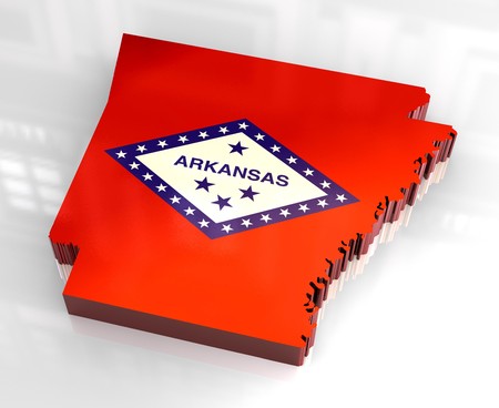 3d made - flag map of Arkansasの写真素材