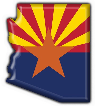 Arizona (USA State) button flag map shape - 3d madeの写真素材