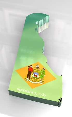 3d made flag map of Delawareの写真素材