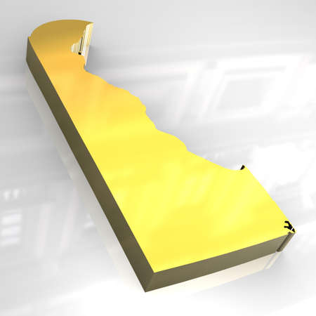 3d made golden map of Delawareの写真素材