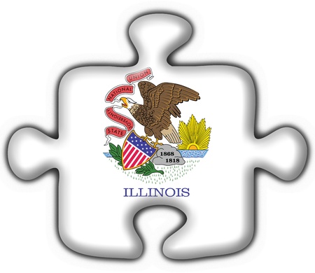 Illinois (USA State) button flag puzzle shape - 3d madeの写真素材