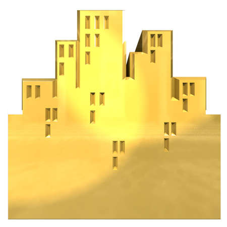 City icon in gold - 3d madeの写真素材