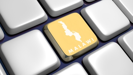 Keyboard (detail) with Malawi map key - 3d made の写真素材