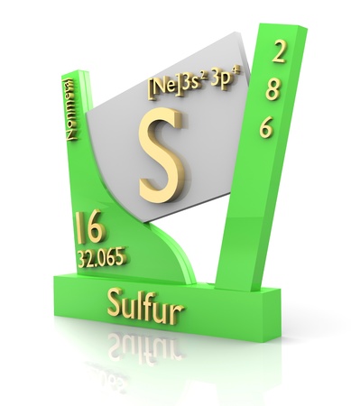Sulfur form Periodic Table of Elements - 3d madeの写真素材